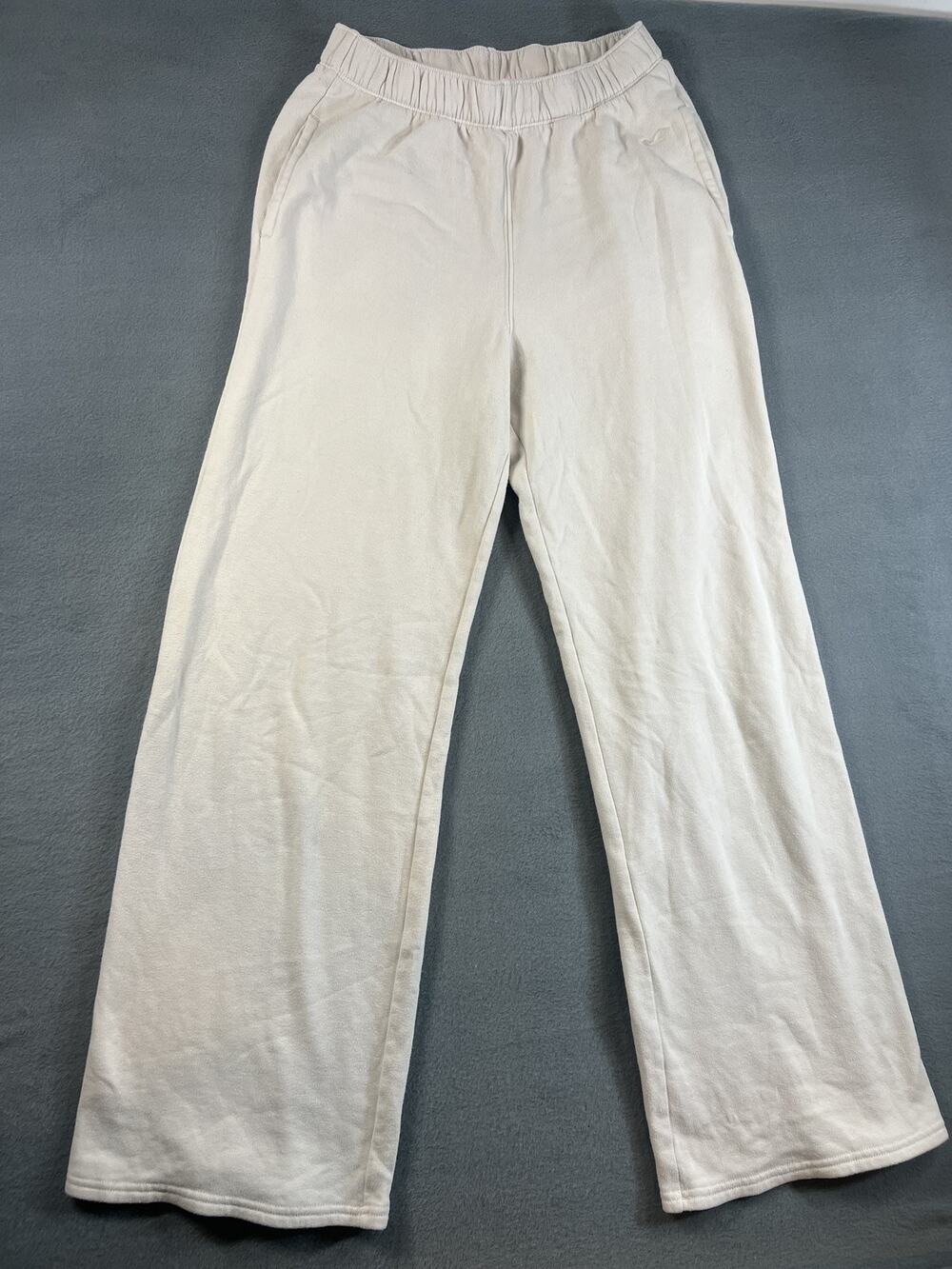 Hollister Women's Sweatpants Size XS Cream White Elastic Waist Embroidered Logo
